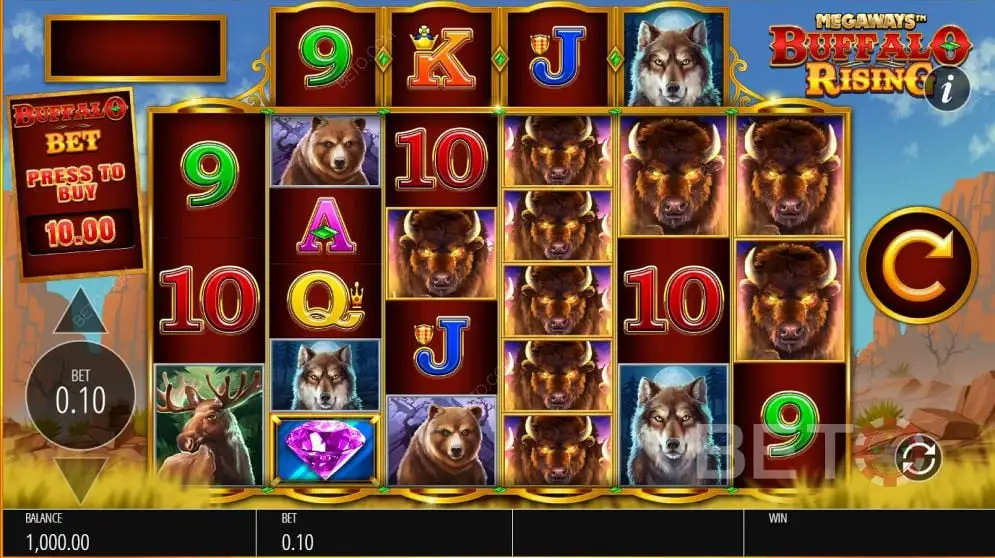 Gameplay of Buffalo Rising slot